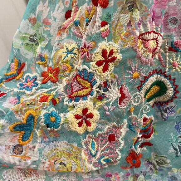 $458 NWT Johnny Was BIYA Forever Flower Floral Mesh Embroidered Maxi Dress S - Picture 8 of 16